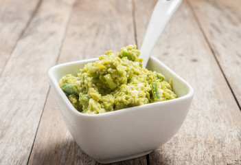 Guacamole Appetizer Healthy Snack in White Bowl