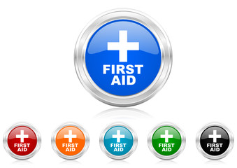 first aid icon vector set