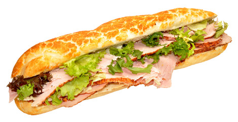Roast Ham Baguette Sandwich