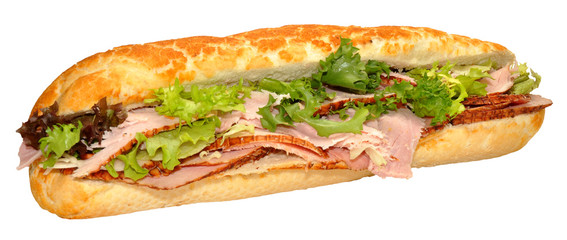 Roast Ham Baguette Sandwich
