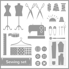 Vector flat sewing icons set
