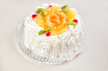 Bithday cake with fruits isolated