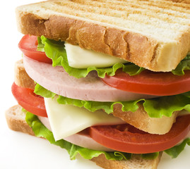Small toast sandwich isolated on white