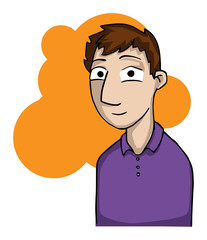 A simple cartoon male expressing emotion - happy