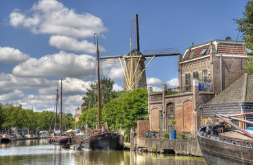Windmill in Gouda, Holland - obrazy, fototapety, plakaty