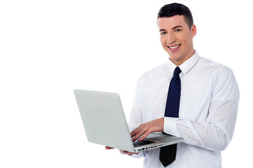 Businessman using laptop