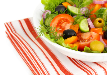 Fresh salad in plate close up