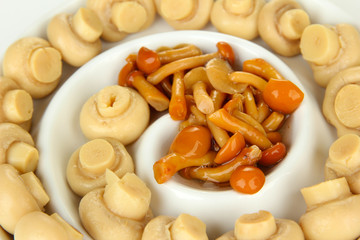 Mushrooms in bowl, close up
