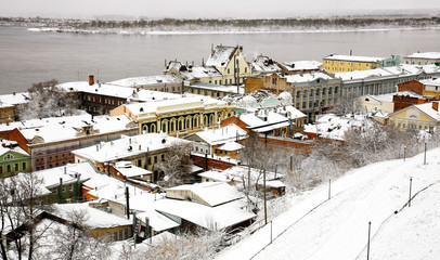 Oldest street and embankment in winter Nizhny Novgorod