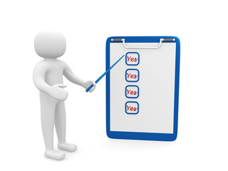 3d man - person is explaining the note