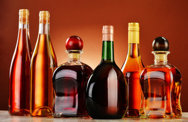 Bottles of assorted alcoholic beverages