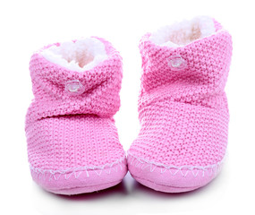 Warm winter home shoes isolated on white