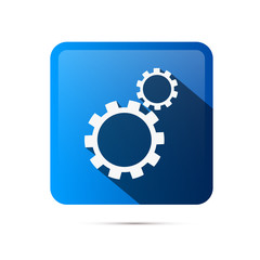 Blue Square Cogs, Gears Icon