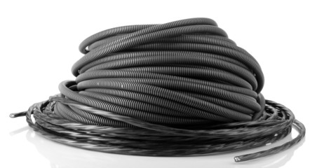 Black cable isolated on white