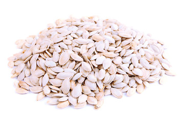 Pumpkin seeds isolated on white