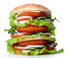Huge burger, isolated on white