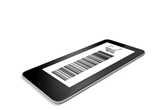 smartphone with qr-code and data glasses