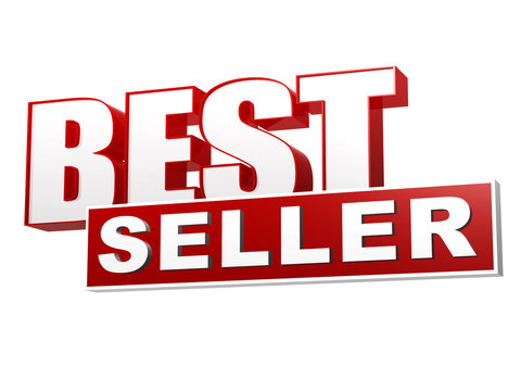 best seller red white banner - letters and block