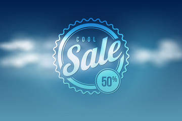 Sale seal on blue sky