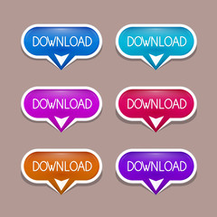 Vector Paper Download Buttons Set