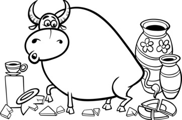 bull in a china shop coloring page
