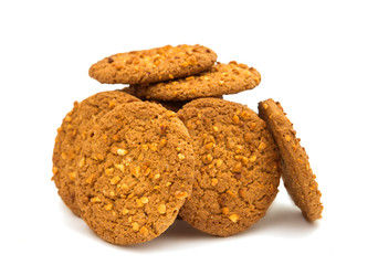 Oatmeal cookies with nuts isolated