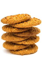 Oatmeal cookies with nuts isolated