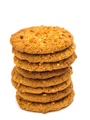 Oatmeal cookies with nuts isolated
