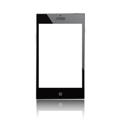 Smartphone blank screen. Isolated on white