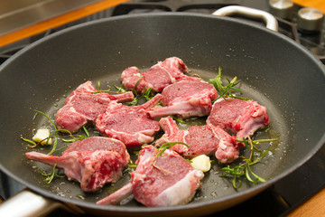 Lamb racks in a pan
