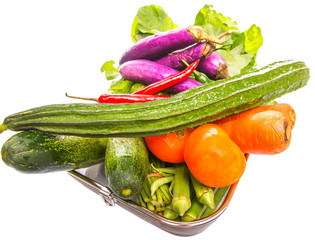 Mix Tropical Vegetables On White Background