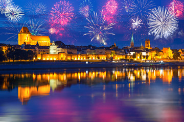 New Years firework display in Torun, Poland © Patryk Kosmider