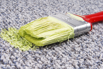 paint brush on stained carpet