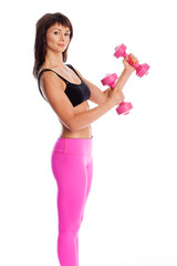 Obraz na płótnie Canvas Fitness Girl Training With Weights