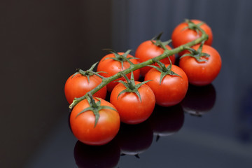 cherry tomatoes on a branch