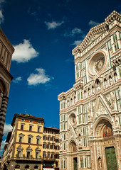 Fototapeta na wymiar Florence. Wonderful sky colors in Piazza del Duomo - Firenze.