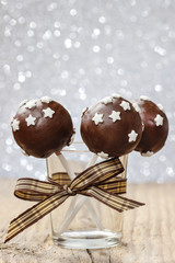 Chocolate cake pops decorated with stars