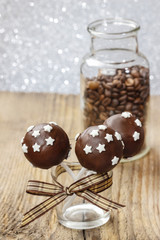 Chocolate cake pops decorated with stars