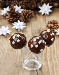 Chocolate cake pops decorated with stars