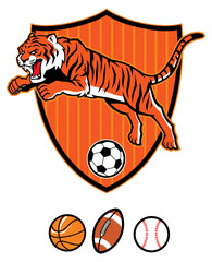 Naklejka premium jumping tiger as a sport mascot