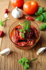 Sun dried tomatoes with olive oil