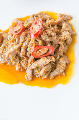 stir fried beef , spicy food