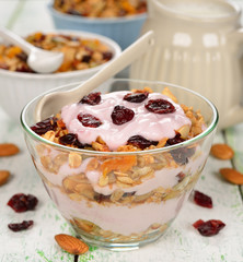 Dessert of yogurt and granola