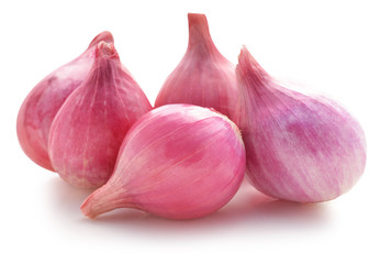 Shallots, Raw and uncooked isolated on white background