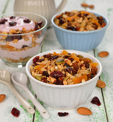 Granola with fruit and nuts