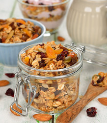 Granola with fruit and nuts