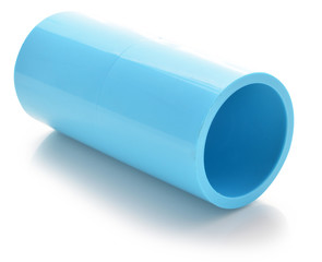 blue pvc pipe connection isolated on white