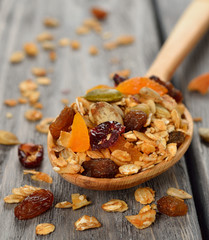 Granola with fruit and nuts