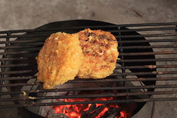 whole rice made into balls and baked