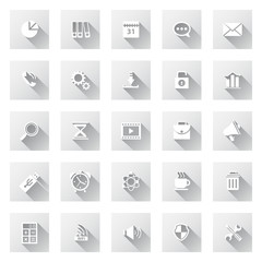 Set of flat design icons with long shadows.